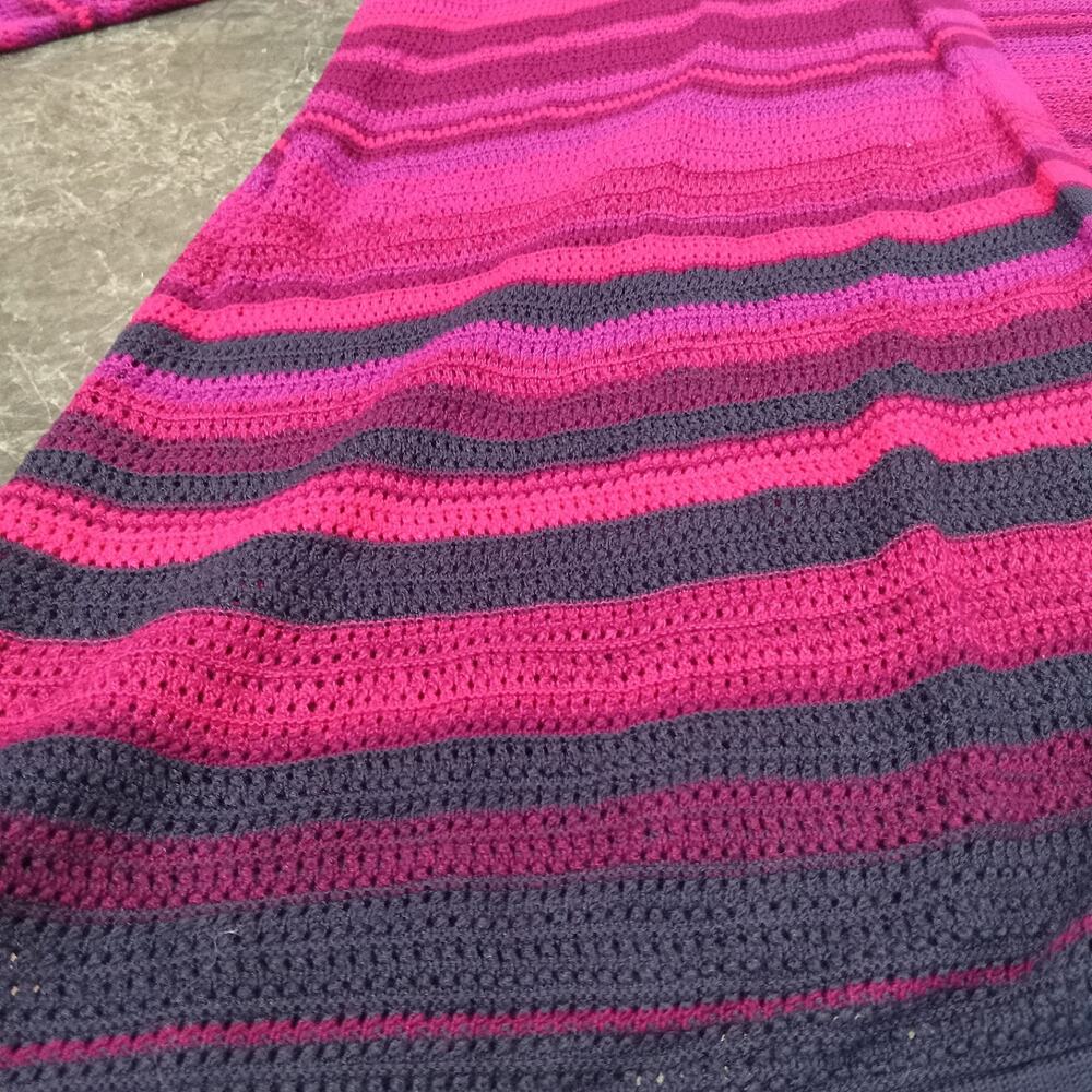 Catherines Open Knit Long Sweater Cardigan Plus Size 2X Pink Purple Ombré Stripe - Picture 8 of 11